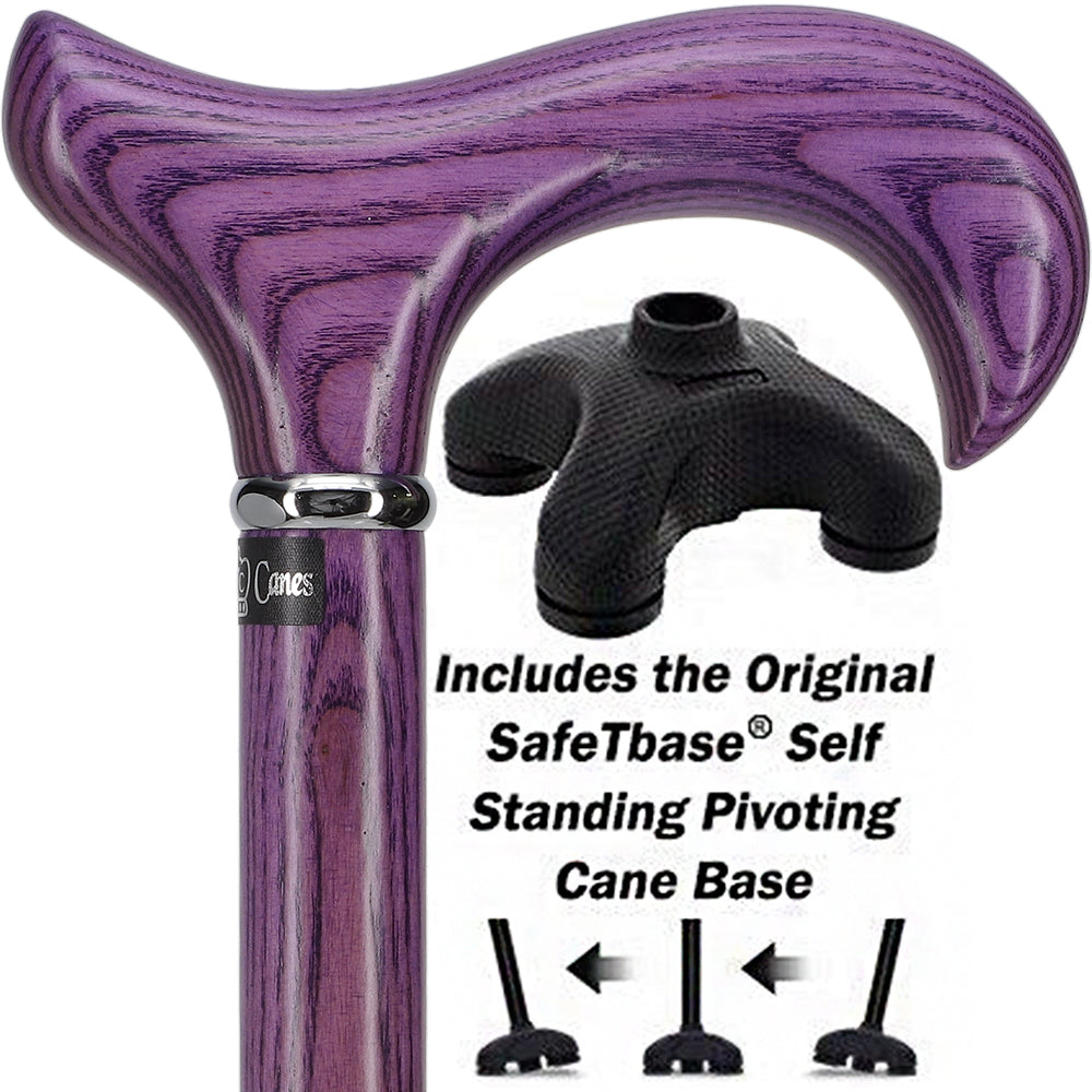 Vivid Purple Derby Walking Cane With Ash Wood Shaft and Silver Collar w/ SafeTbase Questions & Answers