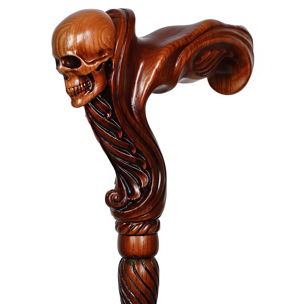 Skull Head: Artisan Intricate Handcarved Wood Cane (Right Hand) Questions & Answers