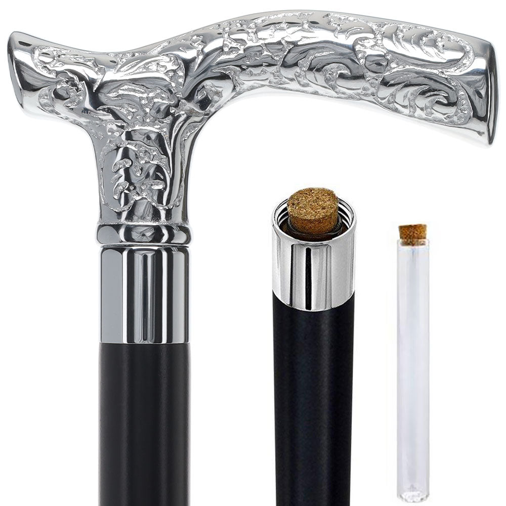 What size flask comes with this cane?  How many total ounces does the cane hold?