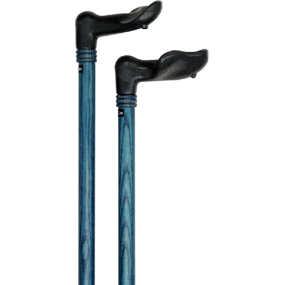 Comfy Denim Blue Palm-Grip Cane: Ash Wood Shaft & Wooden Collar Questions & Answers
