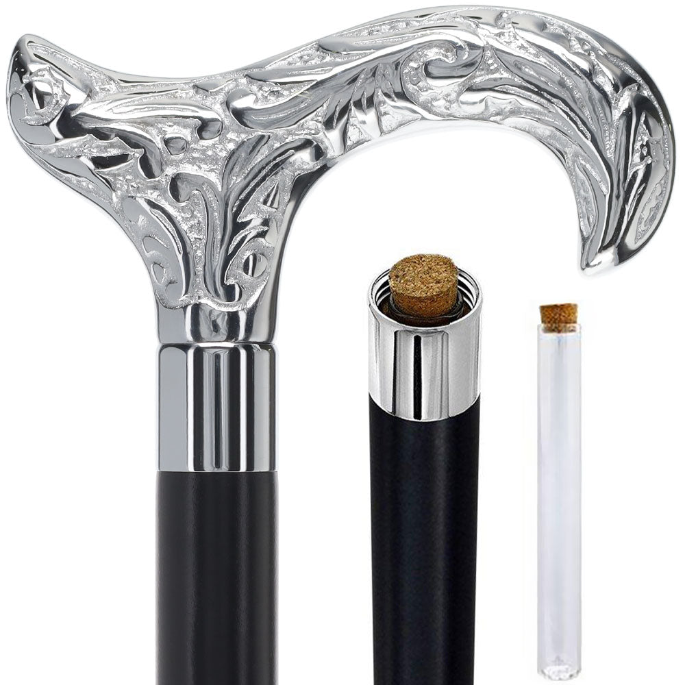 Derby Premium Chrome Brass Flask Cane: Wood Shaft Hidden Flask Questions & Answers