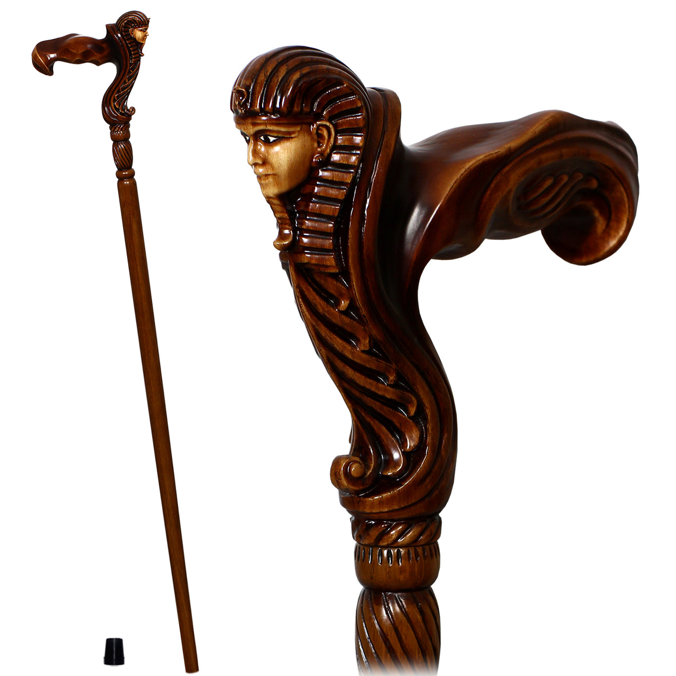 Tutankhamun: Ergonomic Intricate Handcarved Cane (Right Hand) Questions & Answers