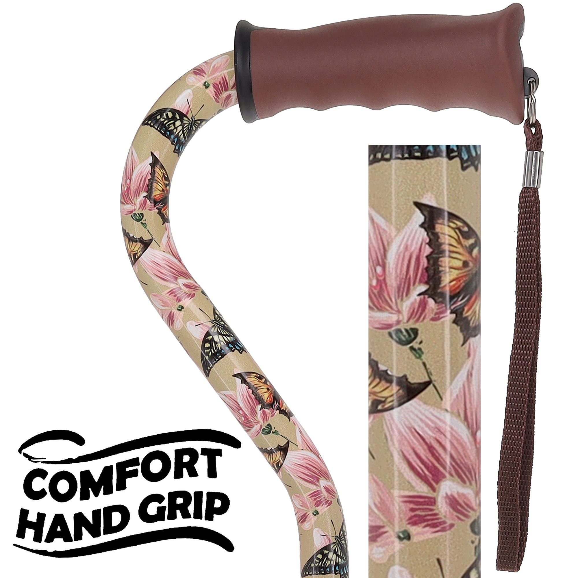 Lily & Butterfly: Adjustable Comfort Grip Offset Walking Cane Questions & Answers