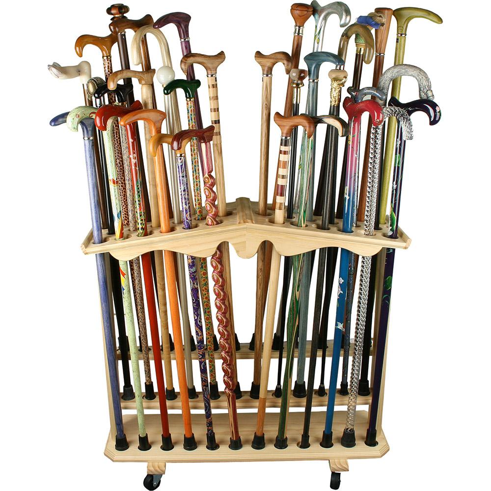 Premium Wood Large Walking Cane Stand, Pine Wood - Holds 36 Questions & Answers