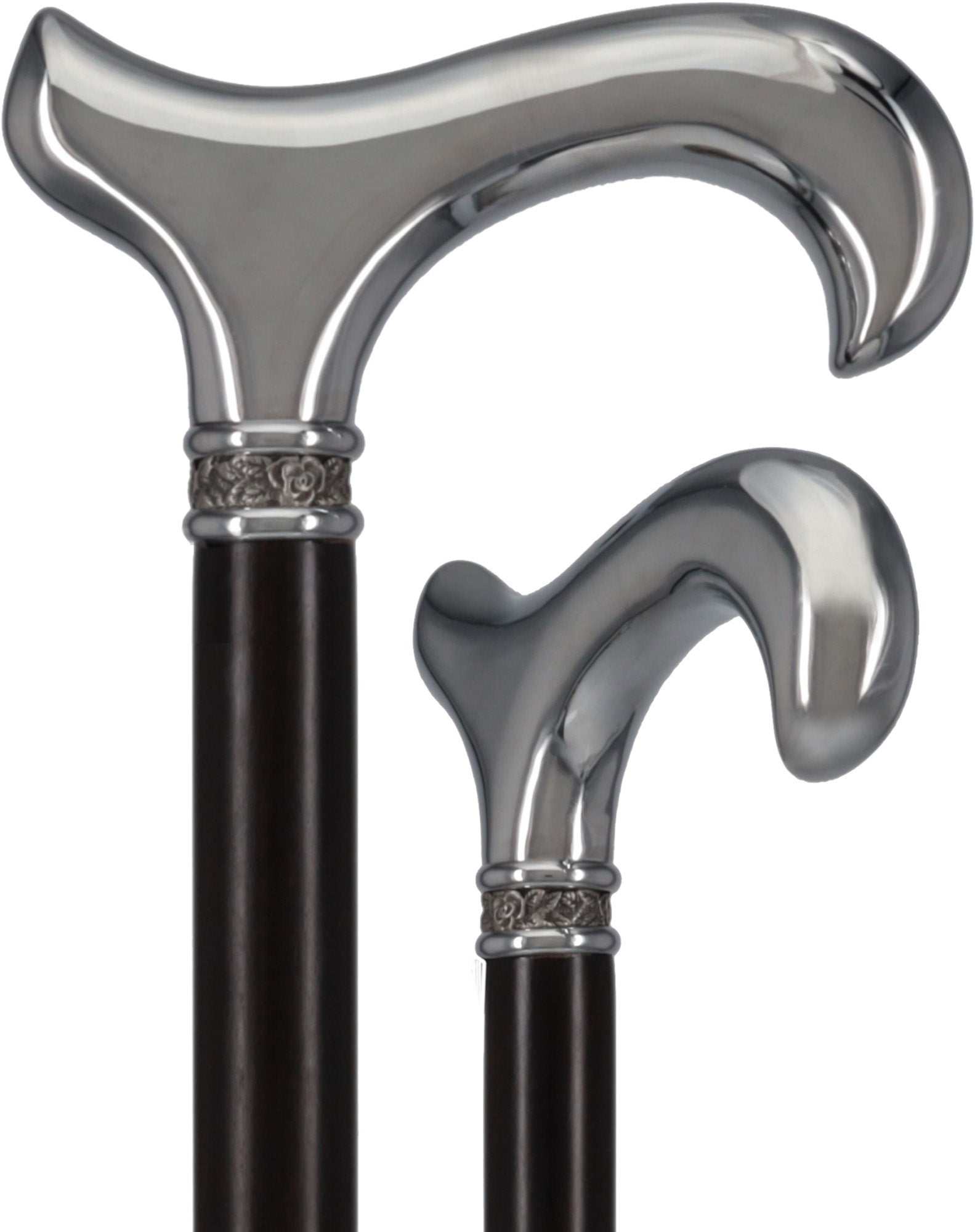 Luxurious Chrome Plated Cane: Ebony Shaft, Rose Pewter Collar Questions & Answers