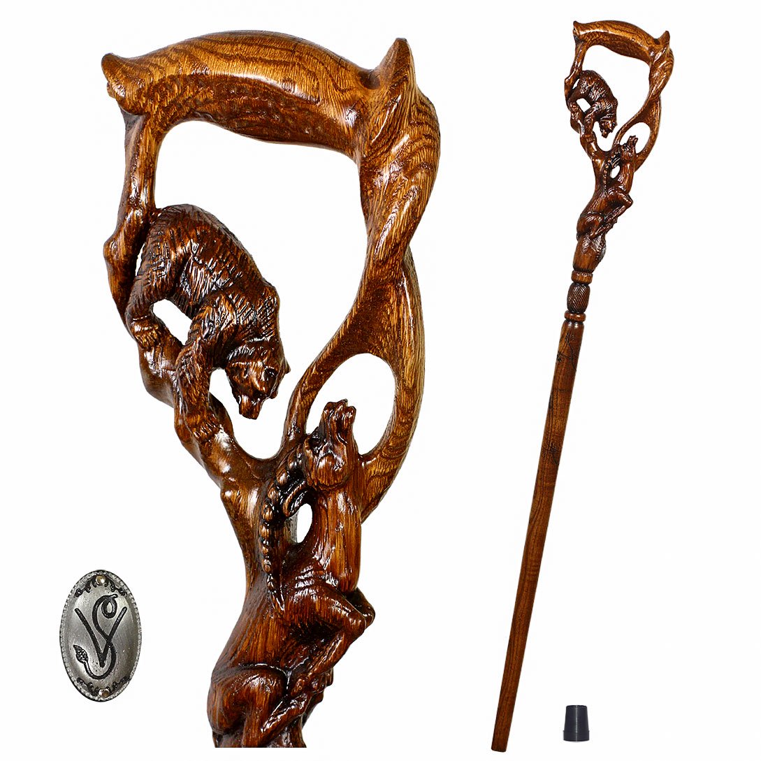 Bear & Gazelle: Artisan Intricate Detail Hand-Carved Cane Questions & Answers