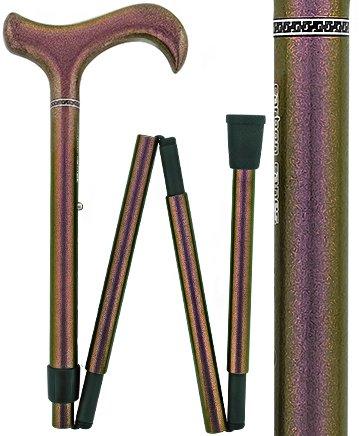 Color Changing Metallic Copper Adjustable & Folding Derby Carbon Fiber Walking Cane Questions & Answers