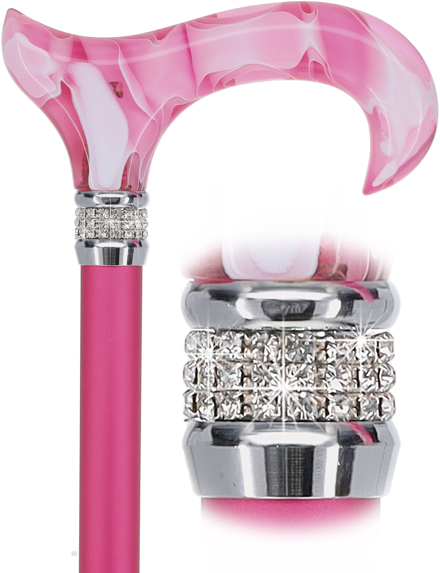 Chic Pink Pearlz Rhinestone Adjustable Orthopedic Derby Cane Questions & Answers
