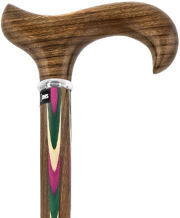 Pink & Green Inlaid Derby Walking Cane With Inlaid Ovangkol Shaft and Silver Collar Questions & Answers