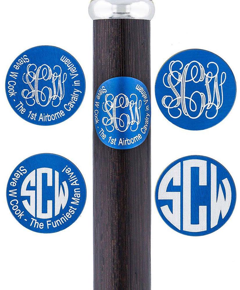 Custom Cane Engraving: Circle in Blue Anodized Aluminum Questions & Answers